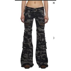 Current Mood Dolls Kill Aurora Camo Flare Cargo Cargo Pants Y2K Grunge Sz S